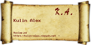 Kulin Alex névjegykártya